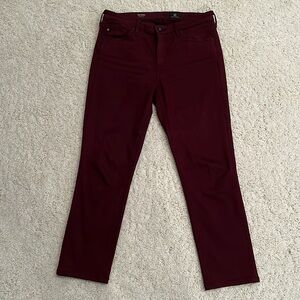 AG Cropped Mid Rise in Burgundy